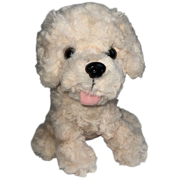 Golden Labradoodle Dog Plush 8" Realistic Stuffed Animal Sitting Cream - Picture 1 of 13